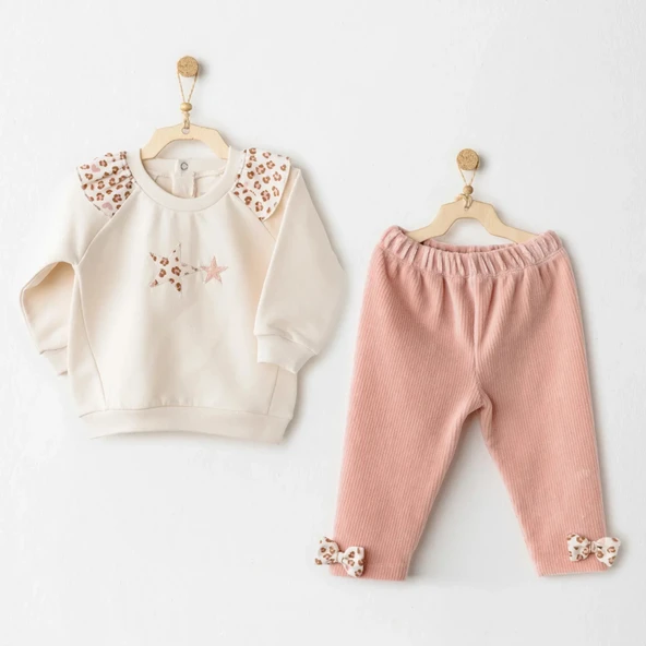 LitaeTrend Andywawa Ac26236 Little Leopard 2'li Takım Ecru Pink ürün görseli 1