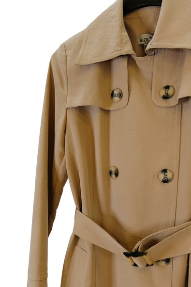 4102 GİZEMLİ KRUVAZE DÜĞMELİ TRENÇ - Resim 4