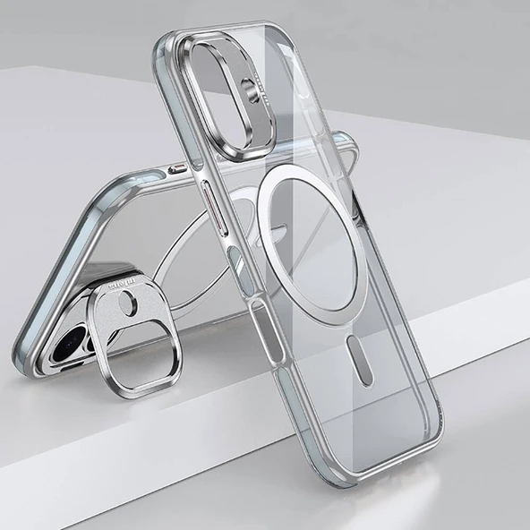 Gpack iPhone 16 uyumlu Kılıf Wlons Magsafeli Renkli Çerçeve Standlı Efsane Kapak - Resim 2