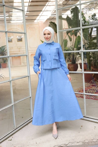 4160 MAGAZİN TAKIM ETEK BLUZ - Resim 4