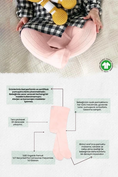 LitaeTrend Derby Basic Tekli Penye Külotlu Çorap Bs50102b Pembe - Resim 3