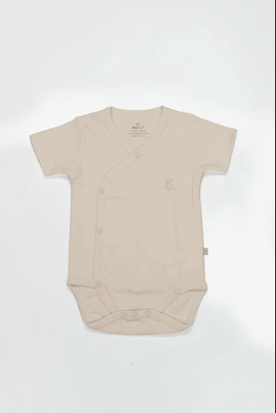 LitaeTrend Bistyle Organik Natural Basic Style Kruvaze Yarım Kol Body Bs17101 Bej ürün görseli 1