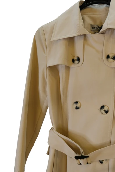 4102 GİZEMLİ KRUVAZE DÜĞMELİ TRENÇ - Resim 7