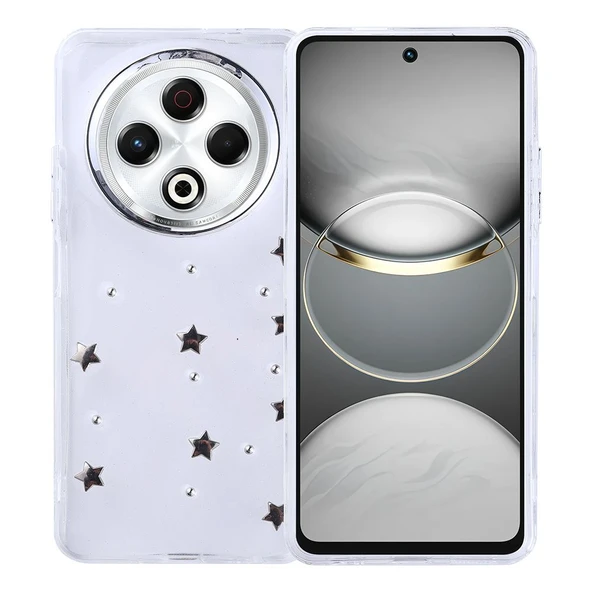 Gpack Tecno Spark 30 uyumlu Kılıf Kenarlar Airbagli Simli Şeffaf Kutup Kapak - Resim 2