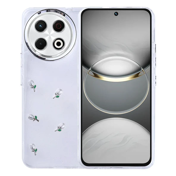 Gpack Tecno Spark 30 Pro uyumlu Kılıf Kenarlar Airbagli Simli Şeffaf Kutup Kapak - Resim 4