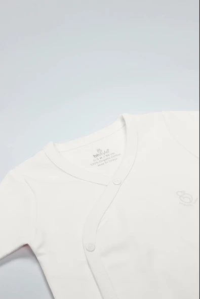 LitaeTrend Bistyle Organik Natural Basic Style Kruvaze Uzun Kol Body Bs17102 Ekru - Resim 2