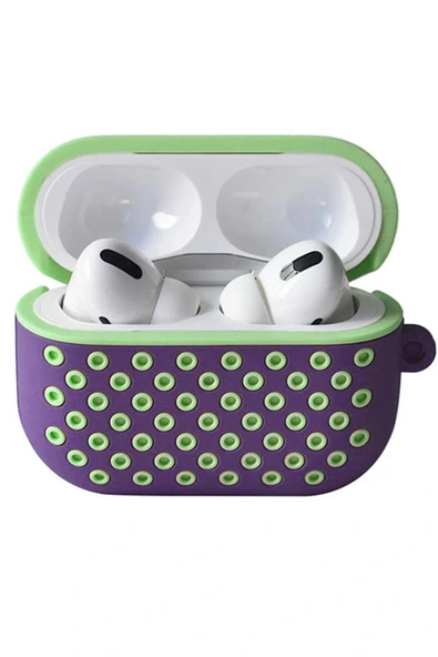 LitaeTrend Airpods Pro 2 (2.nesil) Spor Delikli Kılıf - Lila-Yeşil ürün görseli 1