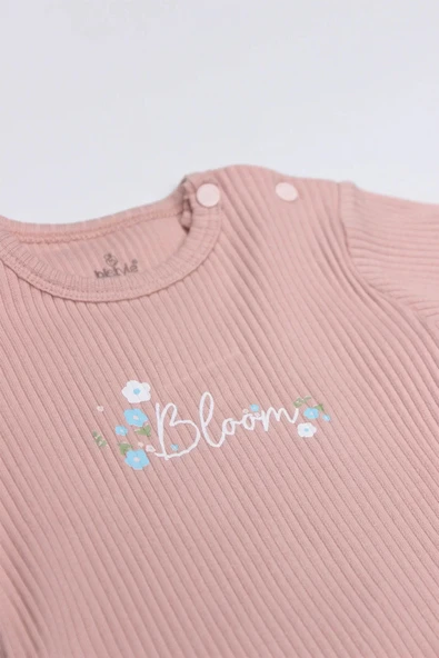 LitaeTrend Bistyle Flying Bloom White Yarım Kol 2'li Body 17118 Ekru Gül Kurusu - Resim 3