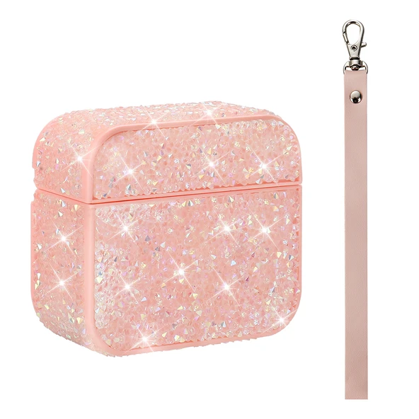 Gpack Airpods Pro uyumlu Kulaklık Kılıfı Bilek Askı Aparatlı Simli Airbag 45 - Resim 6