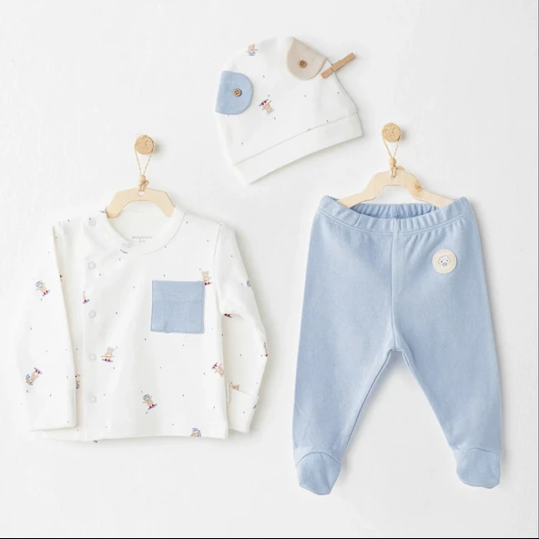 LitaeTrend Hat Set Rainbow 3'lü Zıbın Takım Blue ürün görseli 1