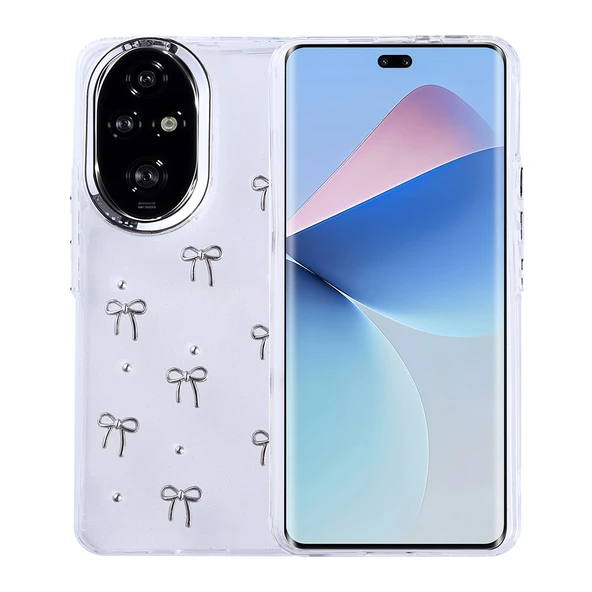 Gpack Honor 200 uyumlu Kılıf Kenarlar Airbagli Simli Şeffaf Kutup Kapak - Resim 3