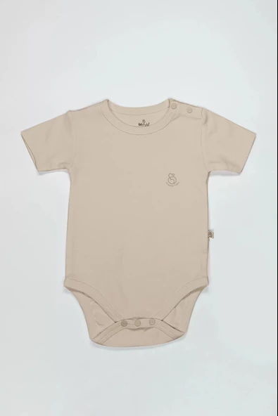 LitaeTrend Bistyle Organik Natural Basic Style Yarım Kol Body Bs17103 Bej ürün görseli 1