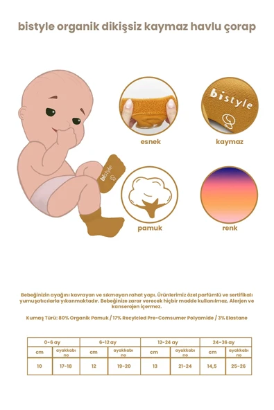 LitaeTrend Bistyle 2'li Havlu Soket Kaymaz Çorap 10504 Ekru Pudra - Resim 2
