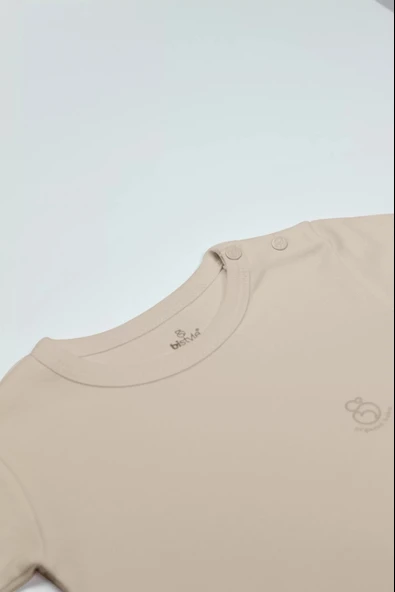 LitaeTrend Bistyle Organik Natural Basic Style Yarım Kol Body Bs17103 Bej - Resim 2
