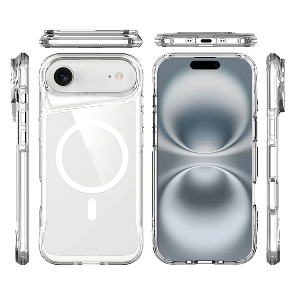 Gpack iPhone 17 Air uyumlu Kılıf Lüx Pürüzsüz Sert Silikon Magsafeli T-Max Şeffaf - Resim 2