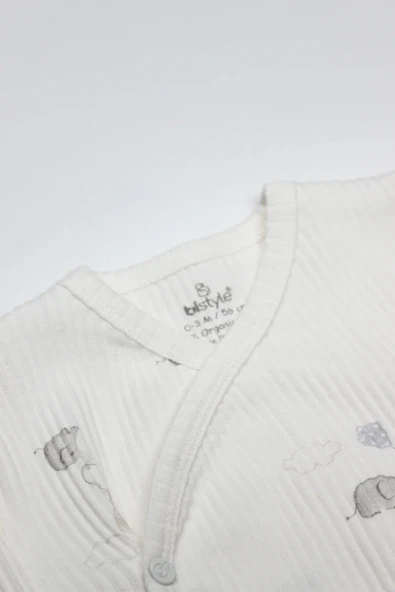 LitaeTrend Bistyle Flying Elephant 3'lü Zıbın Takım 13111 Ekru Gri - Resim 3