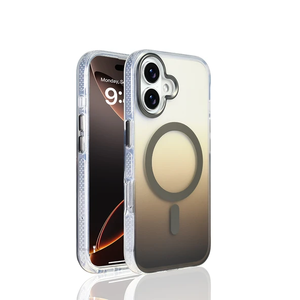 Gpack iPhone 17 uyumlu Kılıf Toros M-Safe Şarj Özellikli Transparan Renk Geçişli Silikon - Resim 6