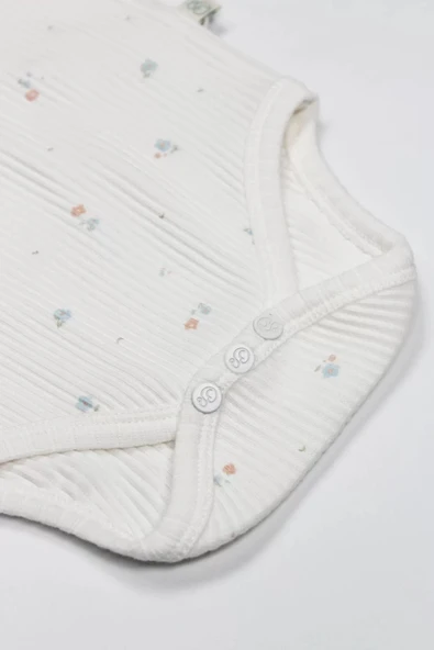 LitaeTrend Bistyle Flying Bloom White Yarım Kol 2'li Body 17118 Ekru Gül Kurusu - Resim 6