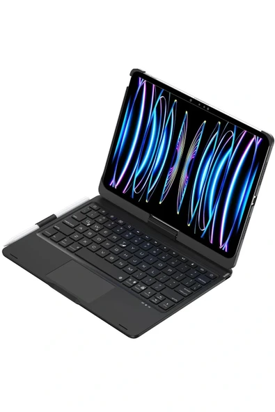LitaeTrend iPad Pro 11 (2024) F11 ATS Kılıf Magic Dönen Klavyeli Tablet Kılıf - Siyah - Resim 3