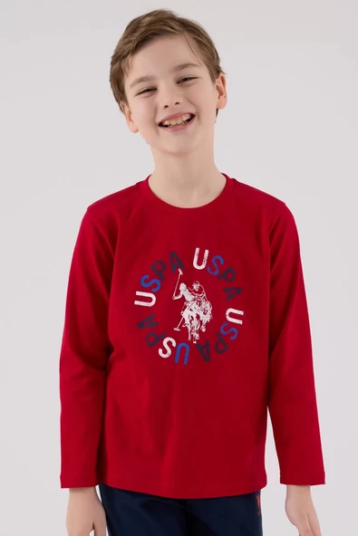 LitaeTrend U.s. Polo Assn Uzun Kol Pijama Takım Us2214-4 Kırmızı - Resim 2