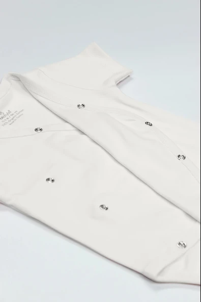 LitaeTrend Bistyle Organik Natural Basic Style Kruvaze Yarım Kol Body Bs17101 Ekru - Resim 4