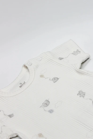 LitaeTrend Bistyle Flying Elephant Yarım Kol 2'li Body 17116 Ekru Gri - Resim 2