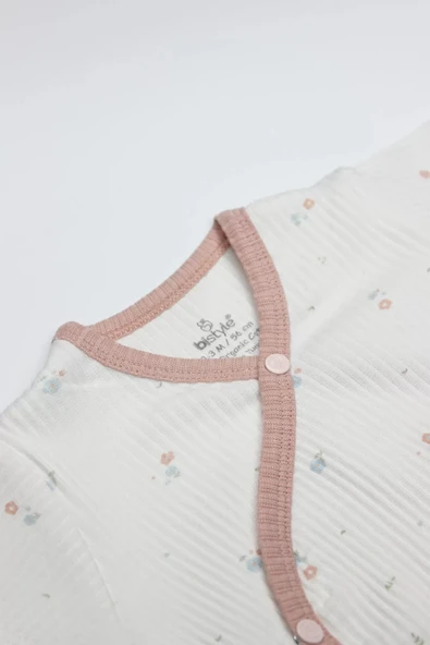 LitaeTrend Bloom Rose 2'li Yarım Kol Badi 17119 Ekru Gül Kurusu - Resim 2