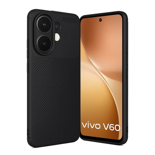 Gpack Vivo V60 5G uyumlu Kılıf Negro Karbon Görünümlü Silikon - Resim 3