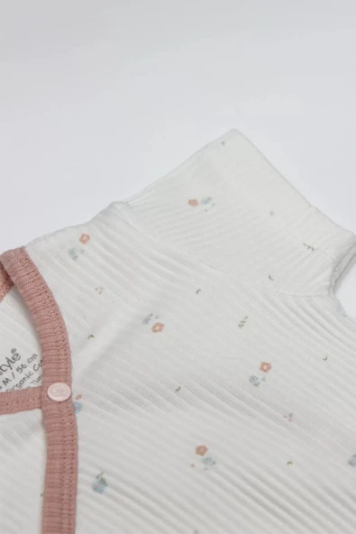 LitaeTrend Bloom Rose 2'li Yarım Kol Badi 17119 Ekru Gül Kurusu - Resim 3