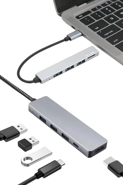 LitaeTrend Macbook Pro/air Uyumlu USB Type-C 8 In 1 Hub Dönüştürücü Çevirici Çoklayıcı USB Hdmı Micro Sd 8 Girişli ürün görseli 1