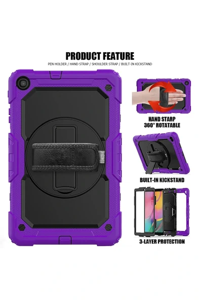 LitaeTrend Samsung Galaxy T510 Tab A 10.1 Kılıf Pars Tablet Kapak - Mor - Resim 5