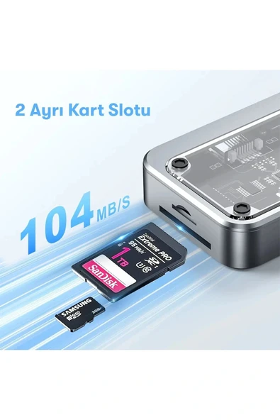 LitaeTrend Dönüştürücü 10in1 Hub SW10V - Gri - Resim 5