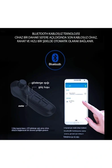 LitaeTrend Shinecon SC-B03 Sanal Gerçeklik Gözlüğü Kumandası - Siyah - Resim 7