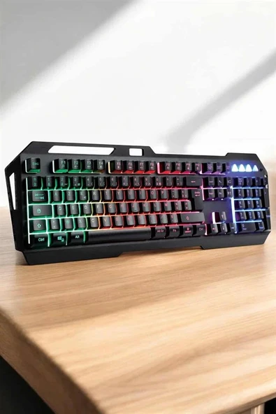 LitaeTrend Q Klavye RGB Işıklı Klavye Ve Mouse Seti Kablolu Mouse Hediyeliş - Resim 4