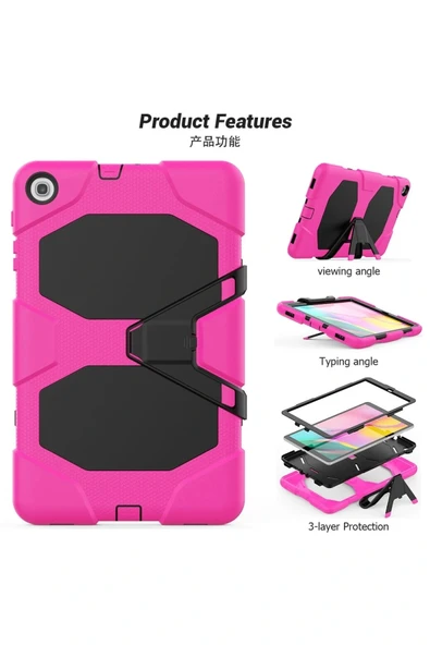 LitaeTrend Samsung Galaxy T510 Tab A 10.1 Kılıf Griffin Tablet Kapak - Pembe - Resim 3