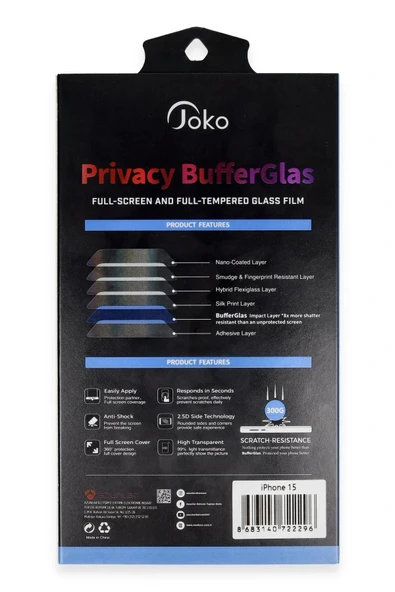 LitaeTrend iPhone 15 Pro Max Buffer Hayalet Cam Ekran Koruyucu - Siyah - Resim 2