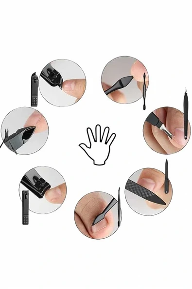 LitaeTrend 17 Parça El Ayak Bakım Seti Tırnak Temizleme Manikür Pedikür Cımbız Törpü Tırnak Makası - Resim 5