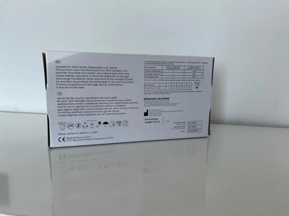 Pudrasız Nitril Muayene Eldiveni Kimyasal Dayanımlı Lateks İçermez Gıdaya Uygun Tek Kullanımlık Mavi Eldiven - Resim 3