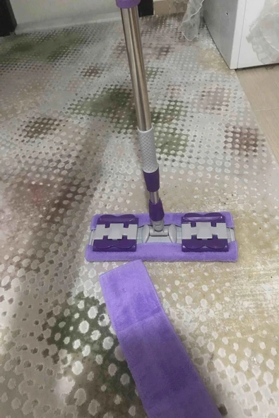 Teleskobik Cam Yer Tavan Silme - İstediğin Bezi Tak Kullan - 4 Mandallı -Yedek Bezli Mop Seti ürün görseli