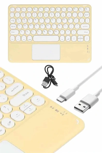 LitaeTrend Android ve İOS Uyumlu Bluetooth Klavye Touchpad Slim Kablosuz Wifi Q Klavye - Resim 3