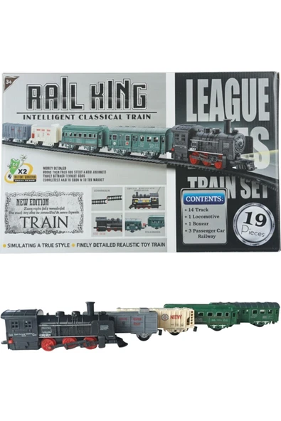 Pilli, Işıklı 19 Parça Oyuncak Tren Seti - Steam Express Model - Resim 4