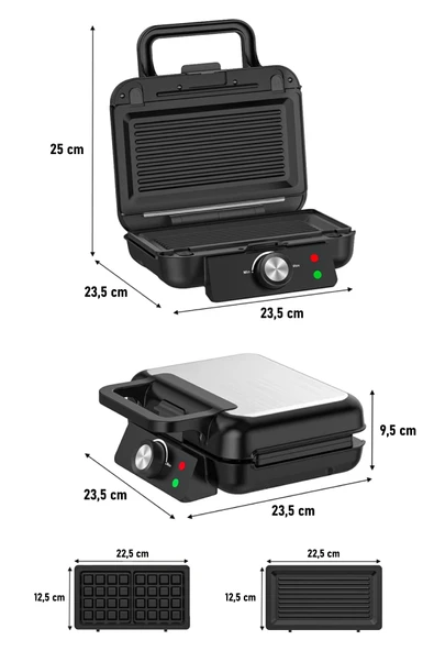 Kiwi KSM-2432 Çıkarılabilir Plakalı Waffle Makinesi - Tost Plakası Hediye - Resim 5