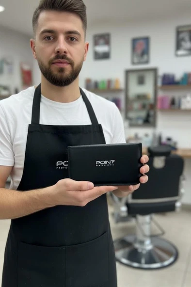 Point Profesyonel Çantalı 3'lü 6 İnç Düz Makas Ara Makas Ustura Seti Black Gold Siyah Altın - Resim 3