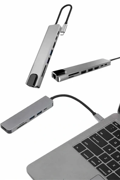 LitaeTrend Çevirici Dönüştürücü Adaptör Macbook 3 In 1 Type-C To Hdmı USB 3.0 ürün görseli 1