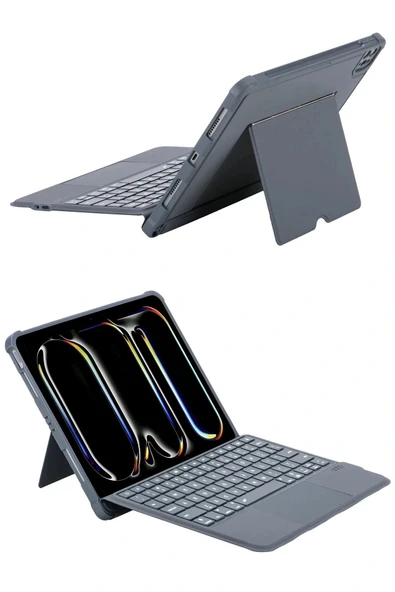 LitaeTrend T5504D iPad Pro 11 (2024) Kılıf Palermo Ledli Klavyeli Standlı Tablet Kılıfı - Siyah - Resim 4