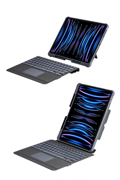 LitaeTrend T5509D iPad Pro 12.9 (2022) Kılıf Palermo Ledli Klavyeli Standlı Tablet Kılıfı - Siyah - Resim 4
