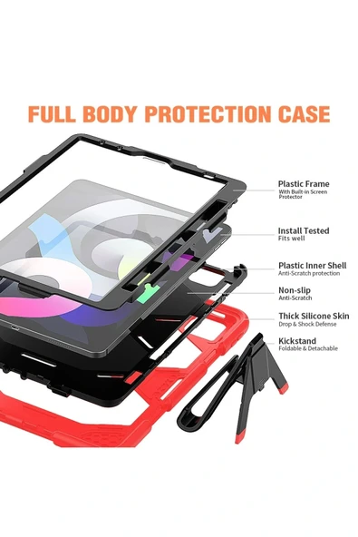 LitaeTrend iPad Pro 11 (2020) Kılıf Griffin Tablet Kapak - Kırmızı - Resim 3