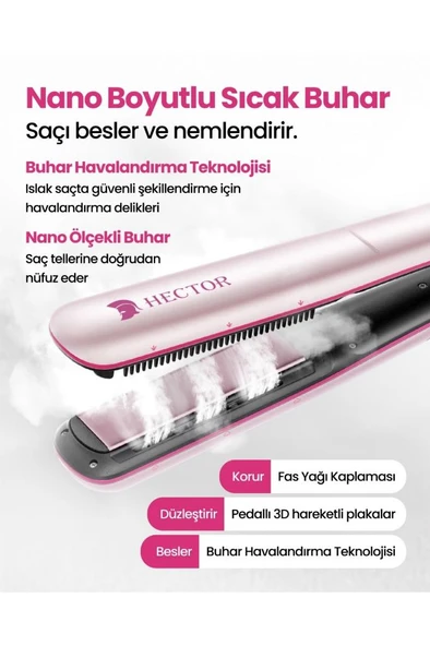 Hector HD205B 150 W Buharlı Göstergeli Saç Düzleştirici - Resim 7