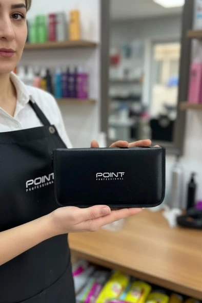 Point Profesyonel Çantalı 3'lü 6 İnç Düz Makas Ara Makas Ustura Seti Gold Altın - Resim 4