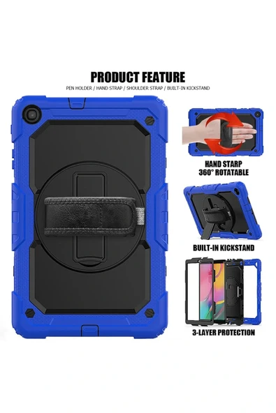 LitaeTrend Samsung Galaxy T510 Tab A 10.1 Kılıf Pars Tablet Kapak - Mavi - Resim 5